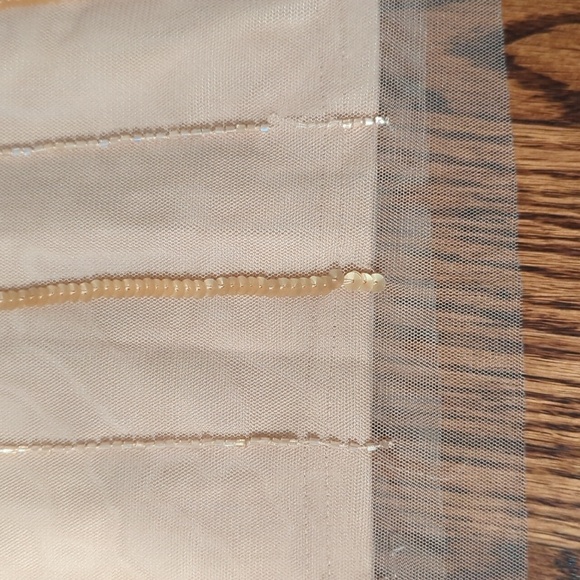 Adrianna Papell Beaded Chiffon Flowy Formal Maxi Gown Neutral Blush  NWT Sz 10 - Picture 3 of 8